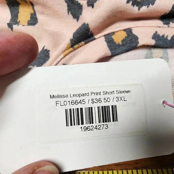 NWT Melissa Leopard Print Short Sleeve Plus Size 3XL Top - Picture 5 of 8